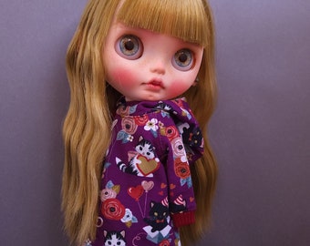 Long Hoodie dress for Blythe, Blythe dress with hood, Blythe hoodie sweater, Blythe clothes