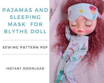 Schnittmuster für Blythe Schlafanzug und Schlafmaske, Sofort-Download PDF Schnittmuster für Blythe