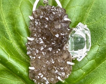 Herkimer diamant-choklad-druzy-hänge