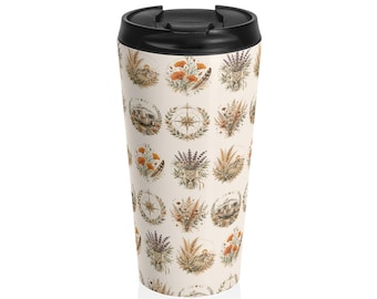 Tasse mit Motiv Wiese | Boho Airstream Aquarell Blumen Kaffeetasse