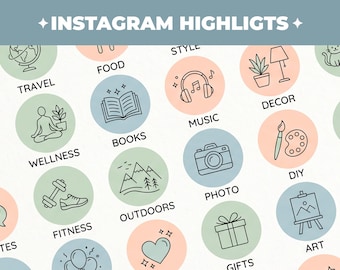 Editable Instagram Highlight Covers Canva Template Minimalist Pastel Icons for Bloggers