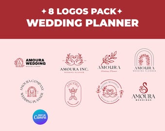 Wedding Planner Logo Canva, Editable Event Coordinator Brand Kit, Bridal Design Bundle
