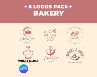 Bakery Logo Template Canva, Editable Cake Decorator Brand Kit, Sweets Shop Logo Bundle