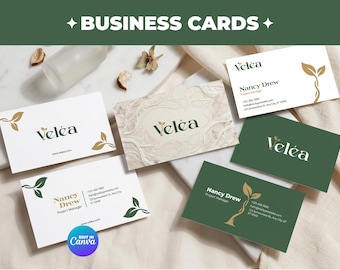 Wellness Spa Business Card Canva Template, Elegant Organic Branding
