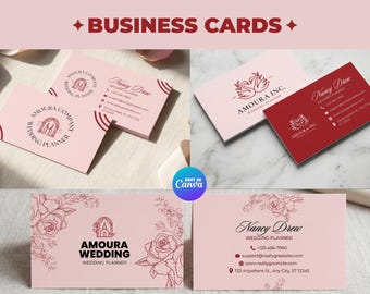 Wedding Planner Business Card Canva, Editable Event Coordinator Brand, Bridal Stylist Template