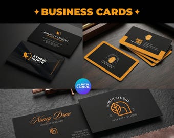 Interior Design Business Card Canva, Editable Home Decor Brand, Architectural Studio Template