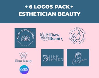 Esthetician Logo Template Canva, Editable Skincare Brand Kit, Med Spa Logo Bundle