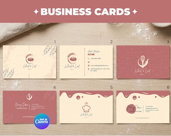 Bakery Business Card Template, Editable Canva Cake Artist Cards