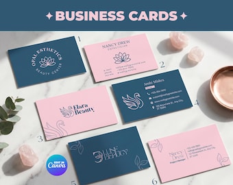 Esthetician Business Card Template, Editable Canva Beauty Salon Cards