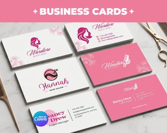 Hairstylist Business Card Template, Editable Canva Makeup Artist Cards