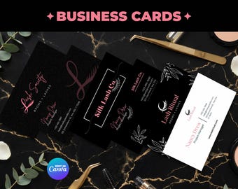 Lash Tech Business Card Template, Editable Canva Beauty Salon Cards