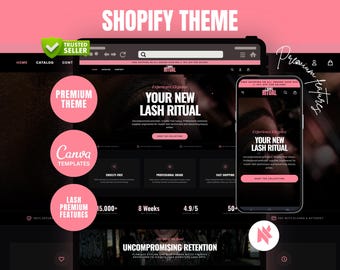 Beauty Salon Shopify Theme, Lash Supply Website Design, Canva Banner Templates Cosmetics