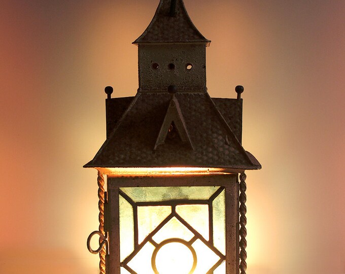 Vintage Lantern for Outdoor Use . Colorful Warm Light . Electrified