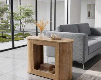 Narrow Modern Farmhouse Side Table With Open Storage Shelf Two Tier Wooden End Table For Living Rooms And Bedrooms Small Accent Furniture.