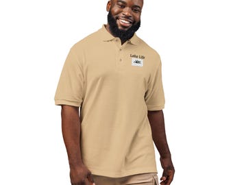 Embroidered Polo Shirt | Minimal Fishing Logo, Outdoor Angler Tee