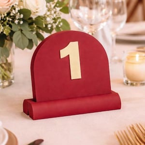 Arched Elegance: Custom Double-Sided Table Numbers | Sustainable Matte Event Signage | Modern Minimalist Wedding Decor | 5" Elevated Markers