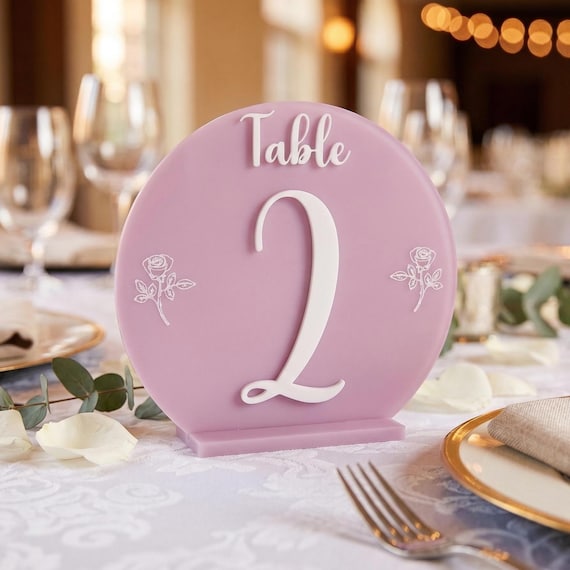 Elegant Arch Rose Table Numbers, Minimalist Botanical Event Decor, shown in an additional close-up listing view with visible shape and details.
