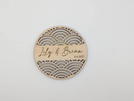 Seigaiha Waves Wedding Coaster (Style C) – Personalized Name & Date Favor, shown in listing image 4 with additional visible details or options.