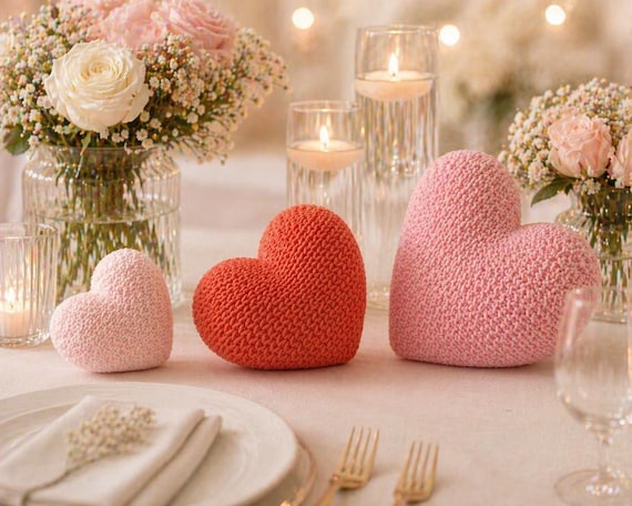 Textured Heart Centerpiece Decor – 3", 6", 9" Sizes – Modern Wedding Table Accent