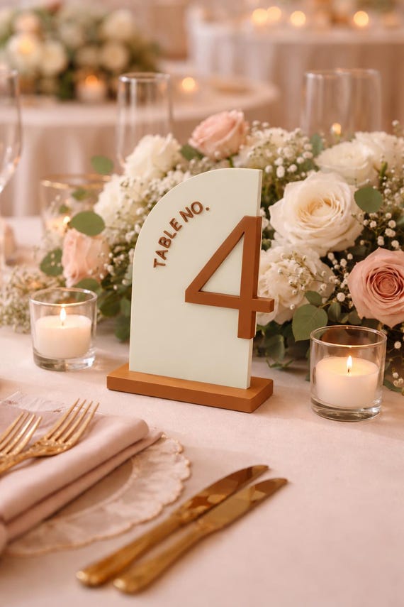 Modern Half-Arch Table Numbers for Boho and Minimalist Weddings