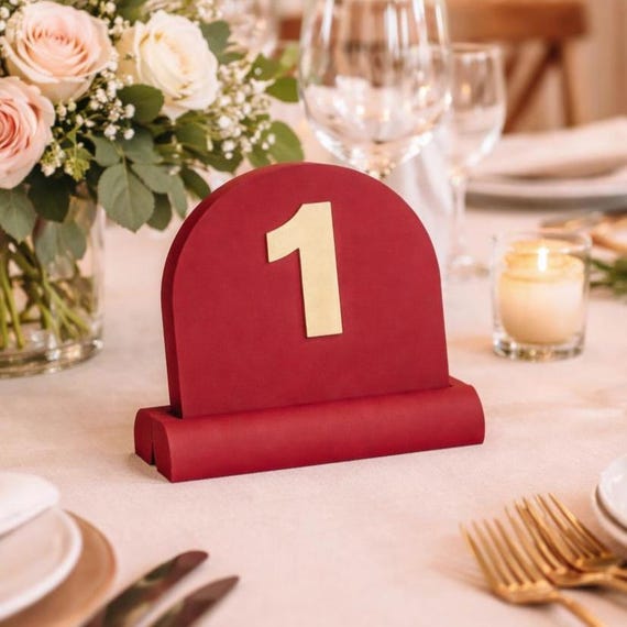Arched Elegance: Custom Double-Sided Table Numbers | Matte Event Signage | Modern Minimalist Wedding Decor | 5" Elevated Markers
