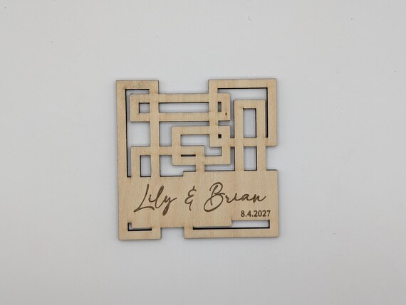 Modern Maze Personalized Geometric Wooden Coaster, Custom Wedding Favor, Modern Reception Decor, shown in listing image 4 with additional visible details or options.