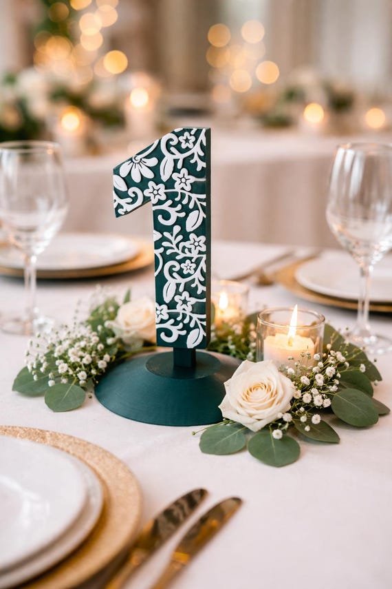 Elegant Floral Vine Table Numbers for Garden Weddings