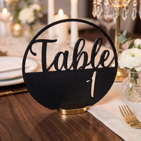 Modern Two-Tone Circular Table Numbers, 6” Free-Standing Minimalist Reception Decor, Custom Color Mix & Match Signage, shown in another listing view highlighting visible design details.