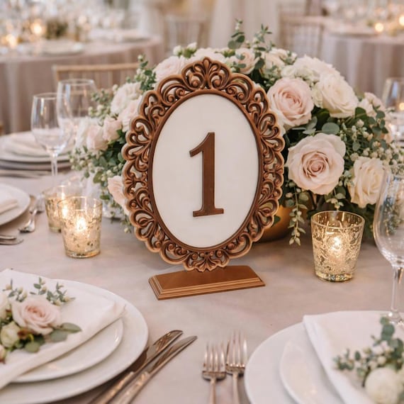 Baroque-Inspired Oval Table Numbers for Classic Weddings, shown in an additional close-up listing view with visible shape and details.