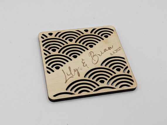 Seigaiha Waves Wedding Coaster (Style B) – Personalized Name & Date Favor, shown in listing image 4 with additional visible details or options.