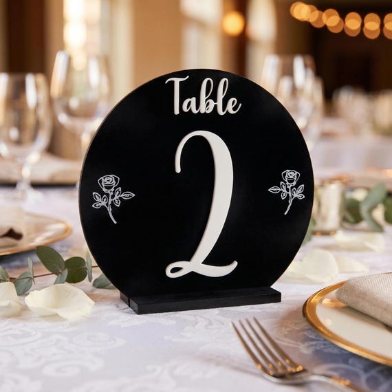 Elegant Arch Rose Table Numbers | Minimalist Botanical Event Decor