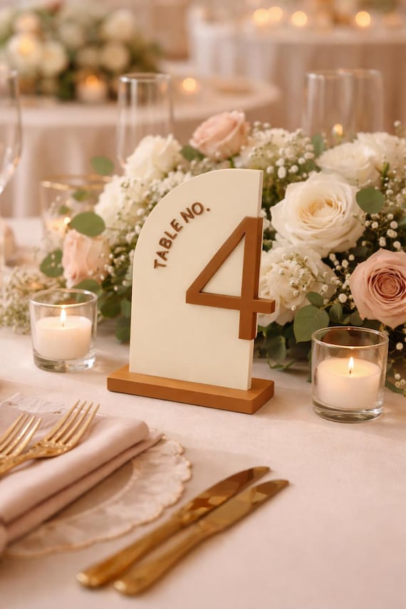 Modern Half-Arch Table Numbers for Boho and Minimalist Weddings