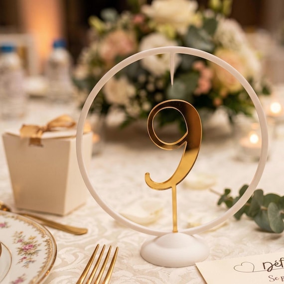 Modern Minimalist Floating Hoop Table Numbers, shown in an additional close-up listing view with visible shape and details.