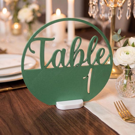 Modern Two-Tone Circular Table Numbers, 6” Free-Standing Minimalist Reception Decor, Custom Color Mix & Match Signage, shown in an additional close-up listing view with visible shape and details.
