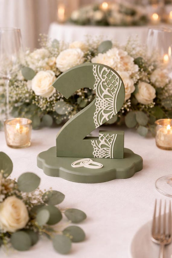 Elegant Lace-Inspired Table Numbers for Weddings and Galas, shown in an additional close-up listing view with visible shape and details.