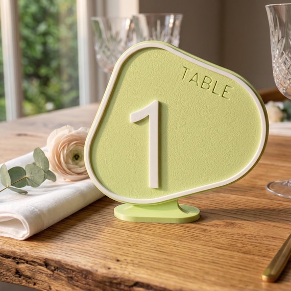 Organic Pebble Table Numbers, Mid-Century Modern Wedding Decor, shown in an additional close-up listing view with visible shape and details.