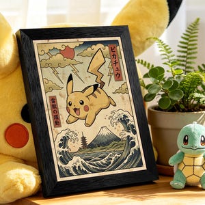 The Great Wave Pikachu - Etsy