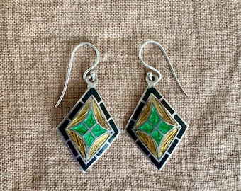 925 silver and enamel earrings. Sourced from India