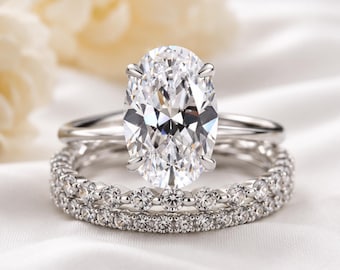 Oval Moissanite Ring , 3-teiliges Ringset für Frauen, Gold Ehering Set, Brautschmuck Geschenk für sie, Sparkle Versprechen Ringe für Frauen