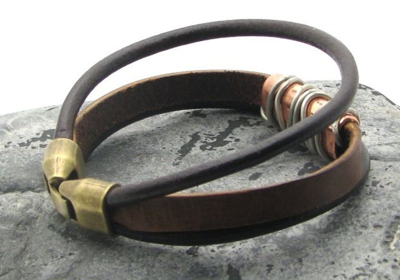 Christmas Gift for Mens. Leather Bracelet. Copper Bracelet. - Etsy