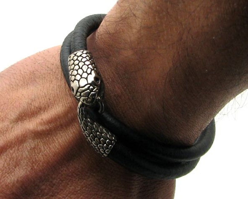 Snake bracelet Men's Bracelet Men Leather Bracelet Etsy