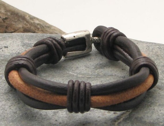 Items similar to FREE SHIPPING. Men's leather bracelet. Multi strand ...
