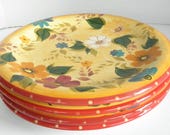 s 4 Sunset Bouquet Hand Painted Oneida Kitchen Dinner Plates Multi Color Floral Pattern Rare Pattern