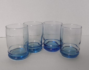 s/4 BLUE Glass Juice Shot Dessert Glasses Anchor Hocking