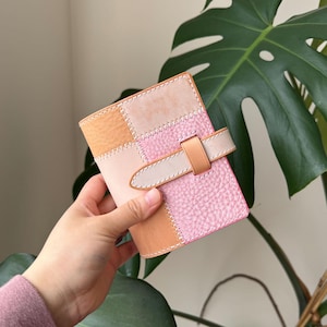 Ready to Ship: A8 Mini 5 (20mm) patchwork 2 / Genuine leather planner cover / Handmade Refillable filofax mini size planner cover