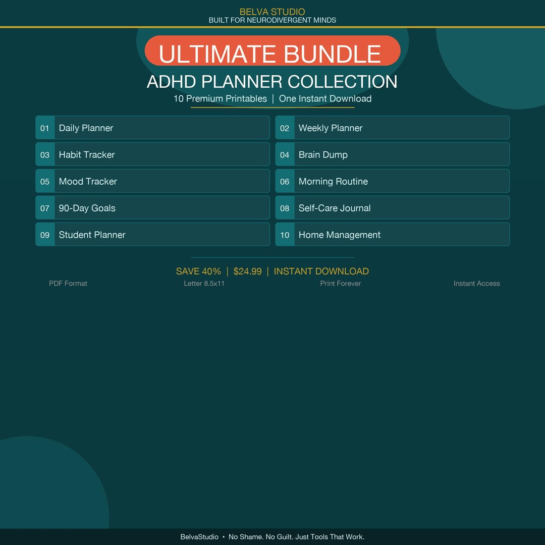 Scs Planner ADHD Ultimate Planner Bundle | 10 Premium Printables | Complete ...