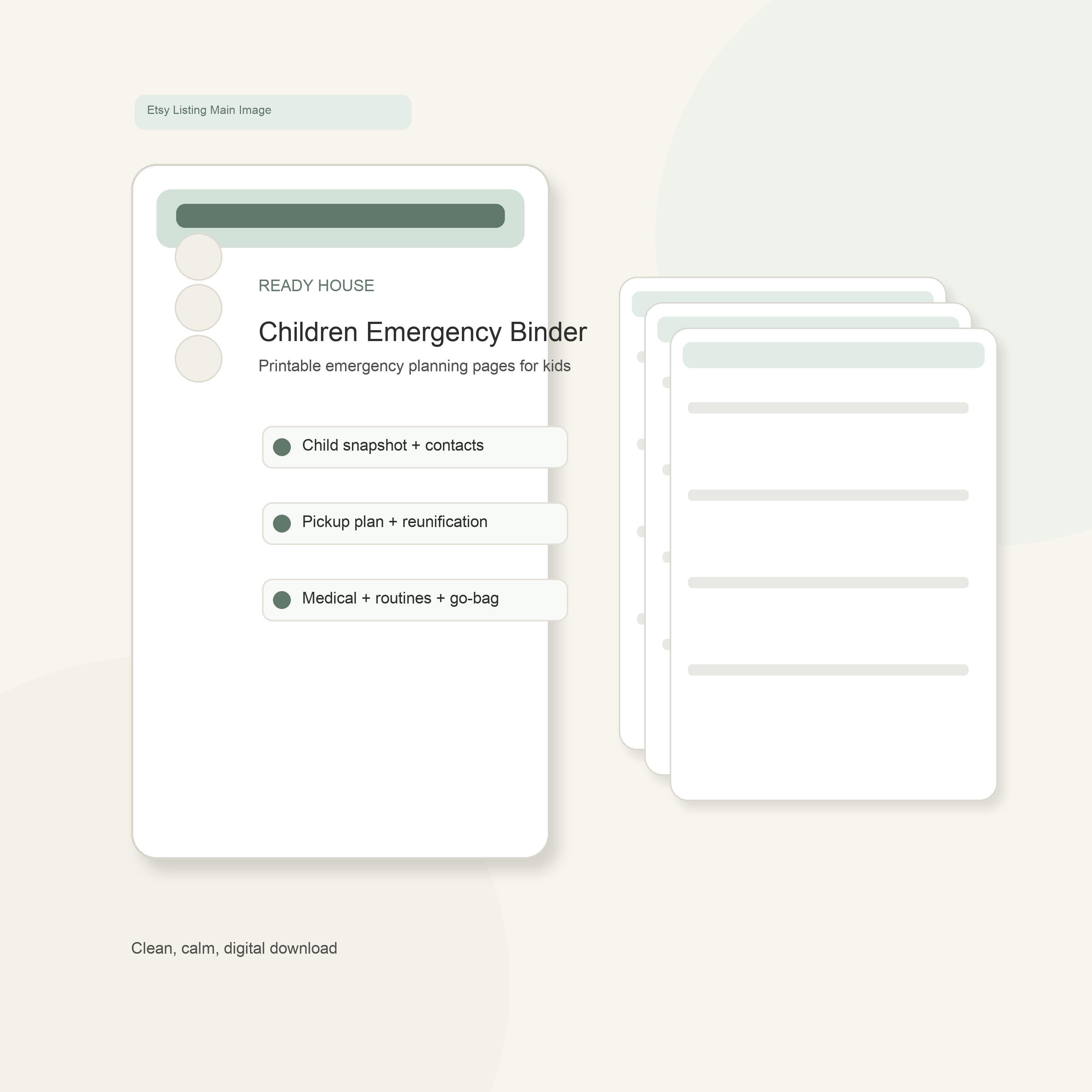 Children Emergency Binder Printable | Kids Emergency Plan | Family ...