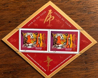 Vintage Year of the Tiger Stamp Sheet | Canada Lunar New Year Collectible Ephemera