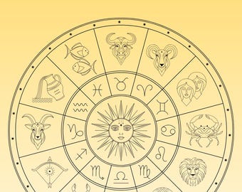 Minimalistisch astrologisch kleurboek: 3 ontwerpen per bord (digitale download)