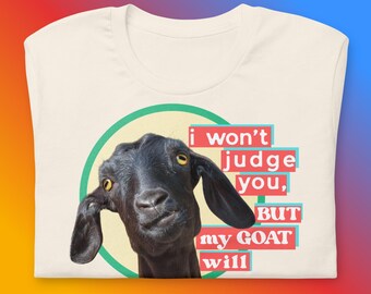 Shirt Judgy Goat, grappig boerderijdier, T-shirt voor volwassenen
